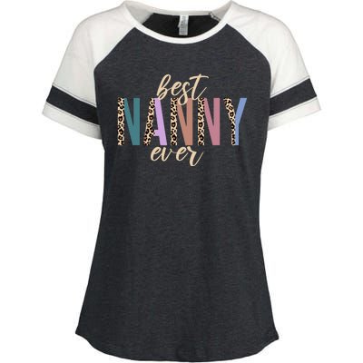 Best Nanny Ever Cheetah Cute Gift Enza Ladies Jersey Colorblock Tee