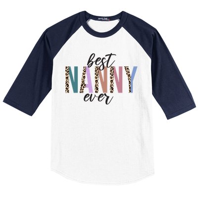 Best Nanny Ever Cheetah Cute Gift Baseball Sleeve Shirt