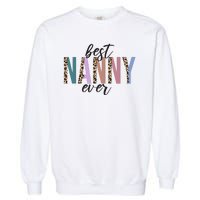 Best Nanny Ever Cheetah Cute Gift Garment-Dyed Sweatshirt