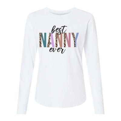 Best Nanny Ever Cheetah Cute Gift Womens Cotton Relaxed Long Sleeve T-Shirt