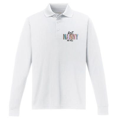 Best Nanny Ever Cheetah Cute Gift Performance Long Sleeve Polo