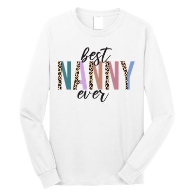 Best Nanny Ever Cheetah Cute Gift Long Sleeve Shirt