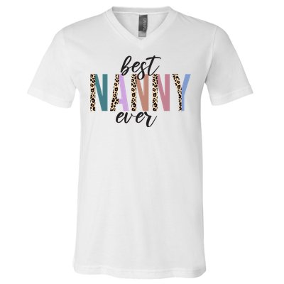 Best Nanny Ever Cheetah Cute Gift V-Neck T-Shirt