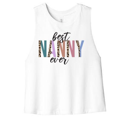 Best Nanny Ever Cheetah Cute Gift Women's Racerback Cropped Tank