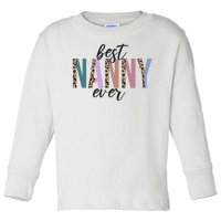 Best Nanny Ever Cheetah Cute Gift Toddler Long Sleeve Shirt