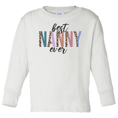 Best Nanny Ever Cheetah Cute Gift Toddler Long Sleeve Shirt