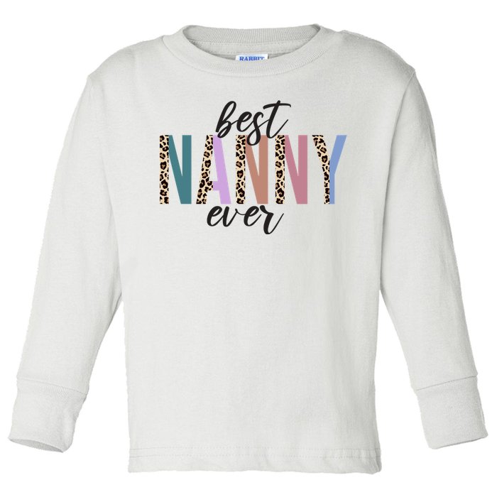 Best Nanny Ever Cheetah Cute Gift Toddler Long Sleeve Shirt