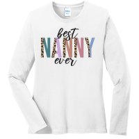 Best Nanny Ever Cheetah Cute Gift Ladies Long Sleeve Shirt