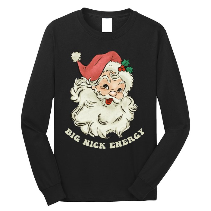 Big Nick Energy Santa Groovy Retro Long Sleeve Shirt