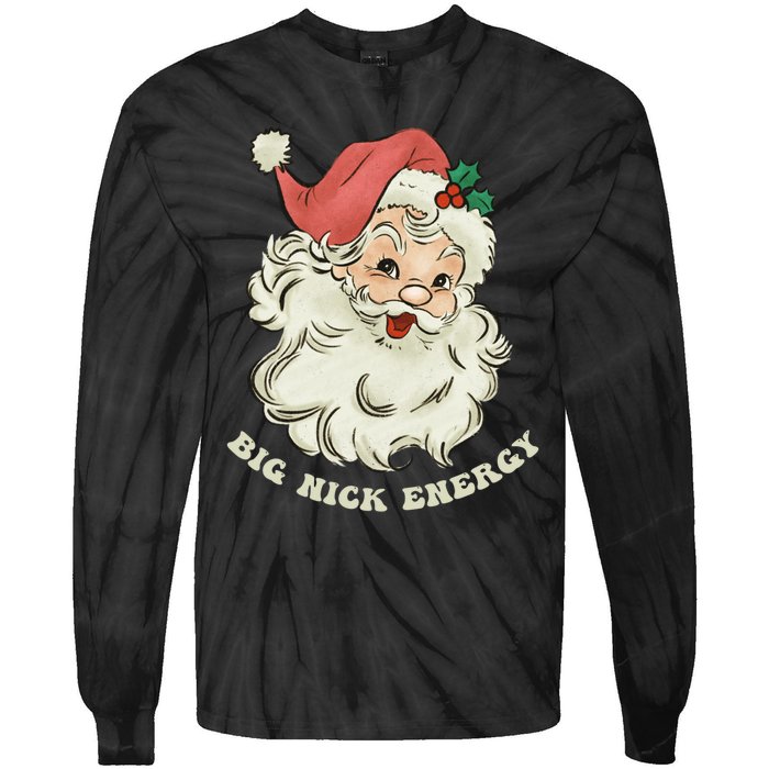 Big Nick Energy Santa Groovy Retro Tie-Dye Long Sleeve Shirt