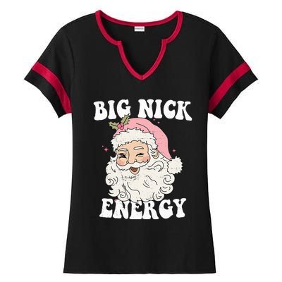 Big Nick Energy Funny Santa Xmas Retro Christmas Ladies Halftime Notch Neck Tee