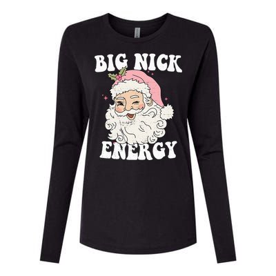 Big Nick Energy Funny Santa Xmas Retro Christmas Womens Cotton Relaxed Long Sleeve T-Shirt