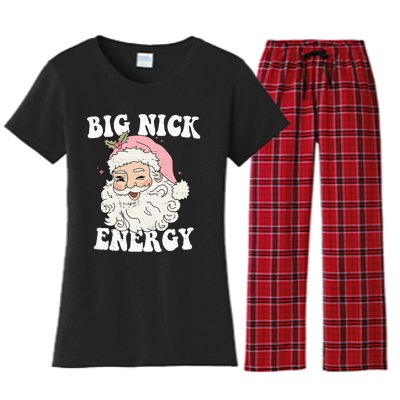 Big Nick Energy Funny Santa Xmas Retro Christmas Women's Flannel Pajama Set