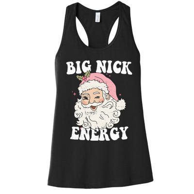 Big Nick Energy Funny Santa Xmas Retro Christmas Women's Racerback Tank