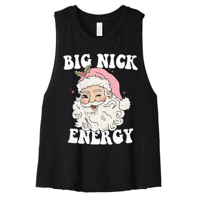 Big Nick Energy Funny Santa Xmas Retro Christmas Women's Racerback Cropped Tank