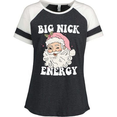 Big Nick Energy Funny Santa Xmas Retro Christmas Enza Ladies Jersey Colorblock Tee