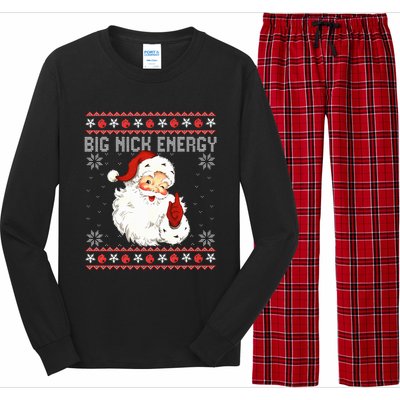 Big Nick Energy Santa Naughty Ugly Christmas Sweater Long Sleeve Pajama Set