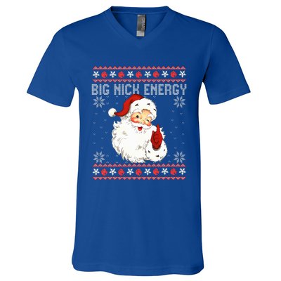 Big Nick Energy Santa Naughty Ugly Christmas Sweater V-Neck T-Shirt