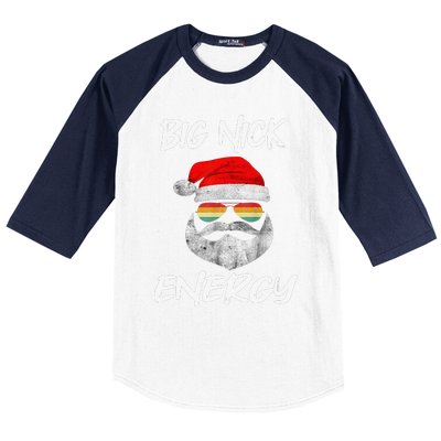 Big Nick Energy Santa With Sunglasses Funny Xmas Christmas Baseball Sleeve Shirt