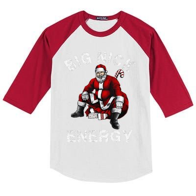 Big Nick Energy Funny Santa Christmas Kids Colorblock Raglan Jersey