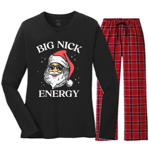 Big Nick Energy Christmas Pun Adult Humor Funny Xmas Tank Top Women's Long Sleeve Flannel Pajama Set 