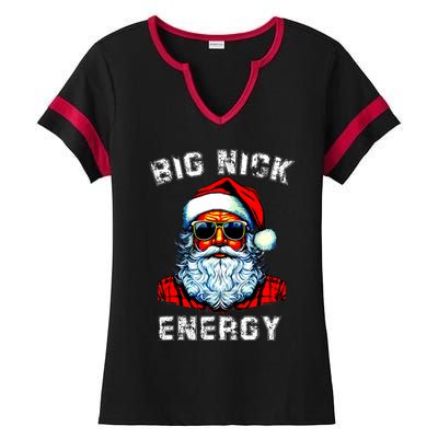 Big Nick Energy Christmas Retro Groovy Funny Vintage Santa Ladies Halftime Notch Neck Tee