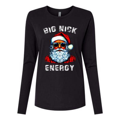 Big Nick Energy Christmas Retro Groovy Funny Vintage Santa Womens Cotton Relaxed Long Sleeve T-Shirt