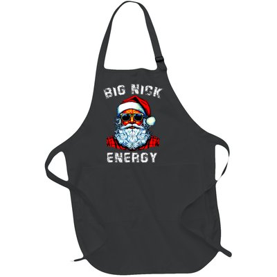 Big Nick Energy Christmas Retro Groovy Funny Vintage Santa Full-Length Apron With Pockets