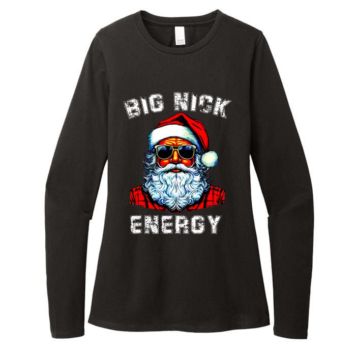 Big Nick Energy Christmas Retro Groovy Funny Vintage Santa Womens CVC Long Sleeve Shirt