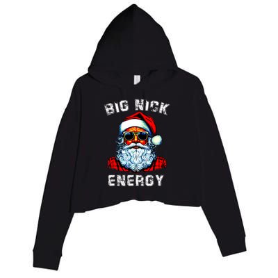 Big Nick Energy Christmas Retro Groovy Funny Vintage Santa Crop Fleece Hoodie