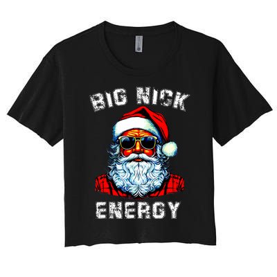 Big Nick Energy Christmas Retro Groovy Funny Vintage Santa Women's Crop Top Tee