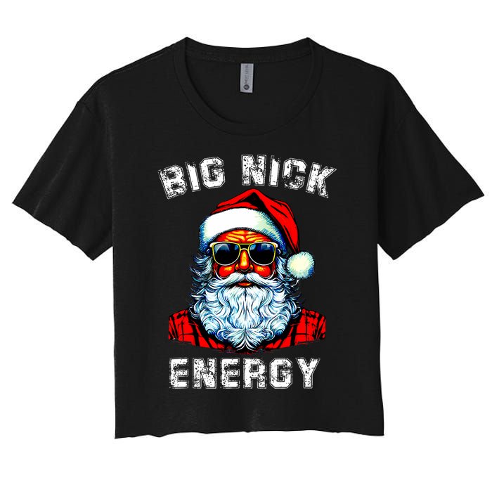 Big Nick Energy Christmas Retro Groovy Funny Vintage Santa Women's Crop Top Tee