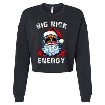 Big Nick Energy Christmas Retro Groovy Funny Vintage Santa Cropped Pullover Crew