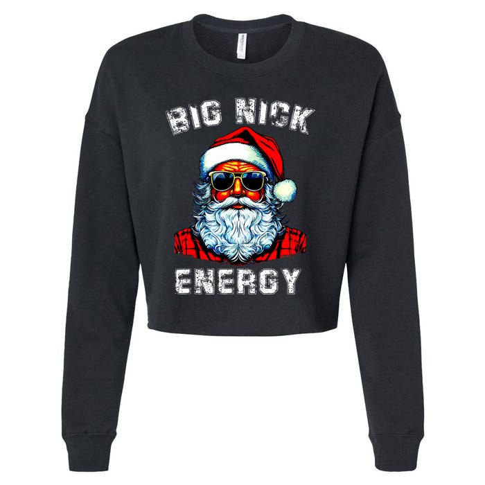 Big Nick Energy Christmas Retro Groovy Funny Vintage Santa Cropped Pullover Crew