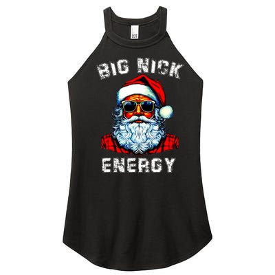 Big Nick Energy Christmas Retro Groovy Funny Vintage Santa Women's Perfect Tri Rocker Tank