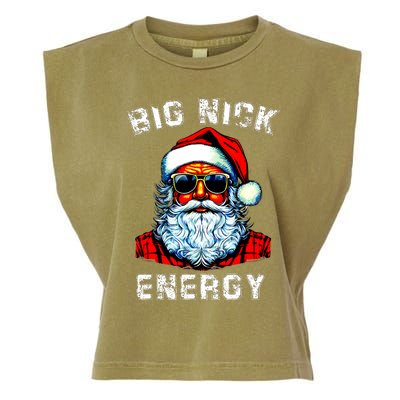 Big Nick Energy Christmas Retro Groovy Funny Vintage Santa Garment-Dyed Women's Muscle Tee