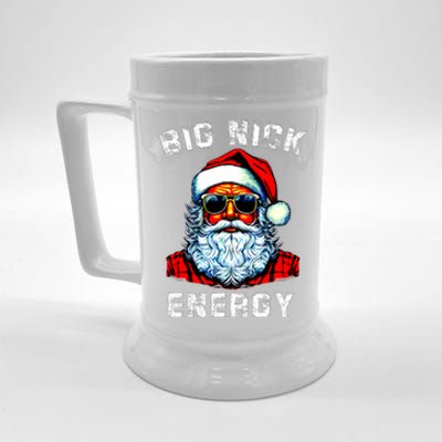 Big Nick Energy Christmas Retro Groovy Funny Vintage Santa Beer Stein