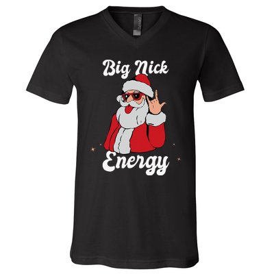 Big Nick Energy Funny Xmas Christmas V-Neck T-Shirt