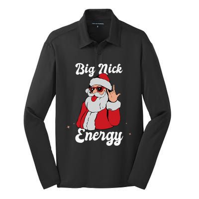 Big Nick Energy Funny Xmas Christmas Silk Touch Performance Long Sleeve Polo