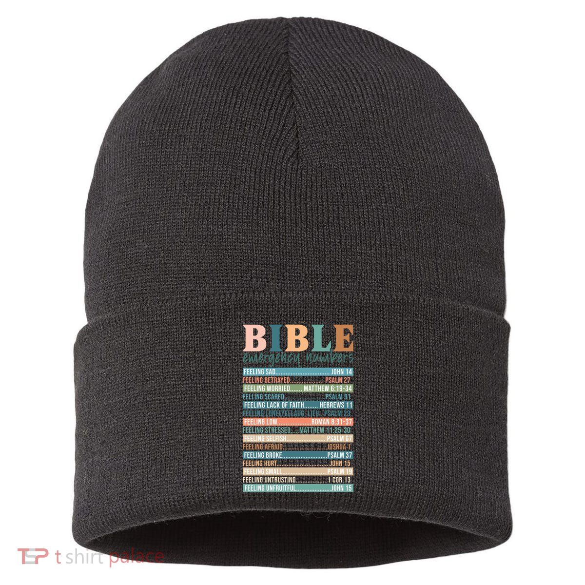 Bible Nutrition Emergency Numbers Sustainable Knit Beanie