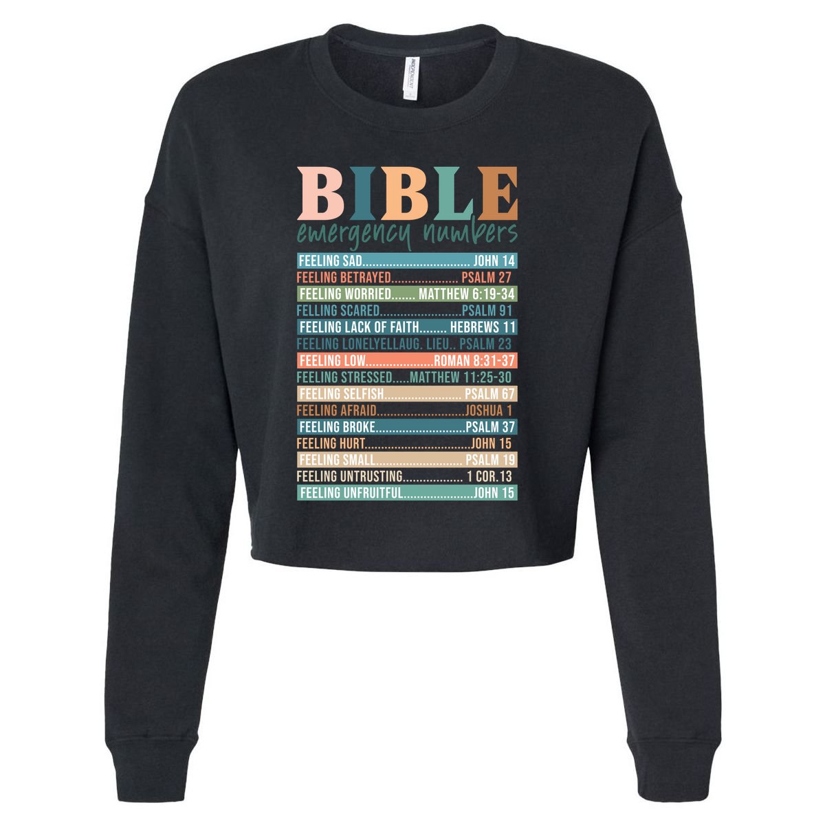Bible Nutrition Emergency Numbers Cropped Pullover Crew