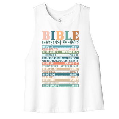 Bible Nutrition Emergency Numbers Women's Racerback Cropped Tank