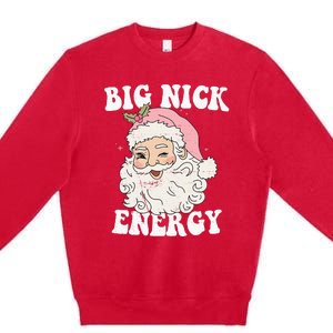 Big Nick Energy Funny Santa Xmas Retro Christmas Premium Crewneck Sweatshirt