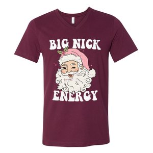 Big Nick Energy Funny Santa Xmas Retro Christmas V-Neck T-Shirt