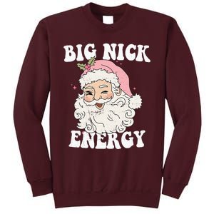 Big Nick Energy Funny Santa Xmas Retro Christmas Tall Sweatshirt