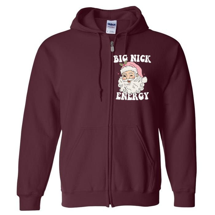 Big Nick Energy Funny Santa Xmas Retro Christmas Full Zip Hoodie