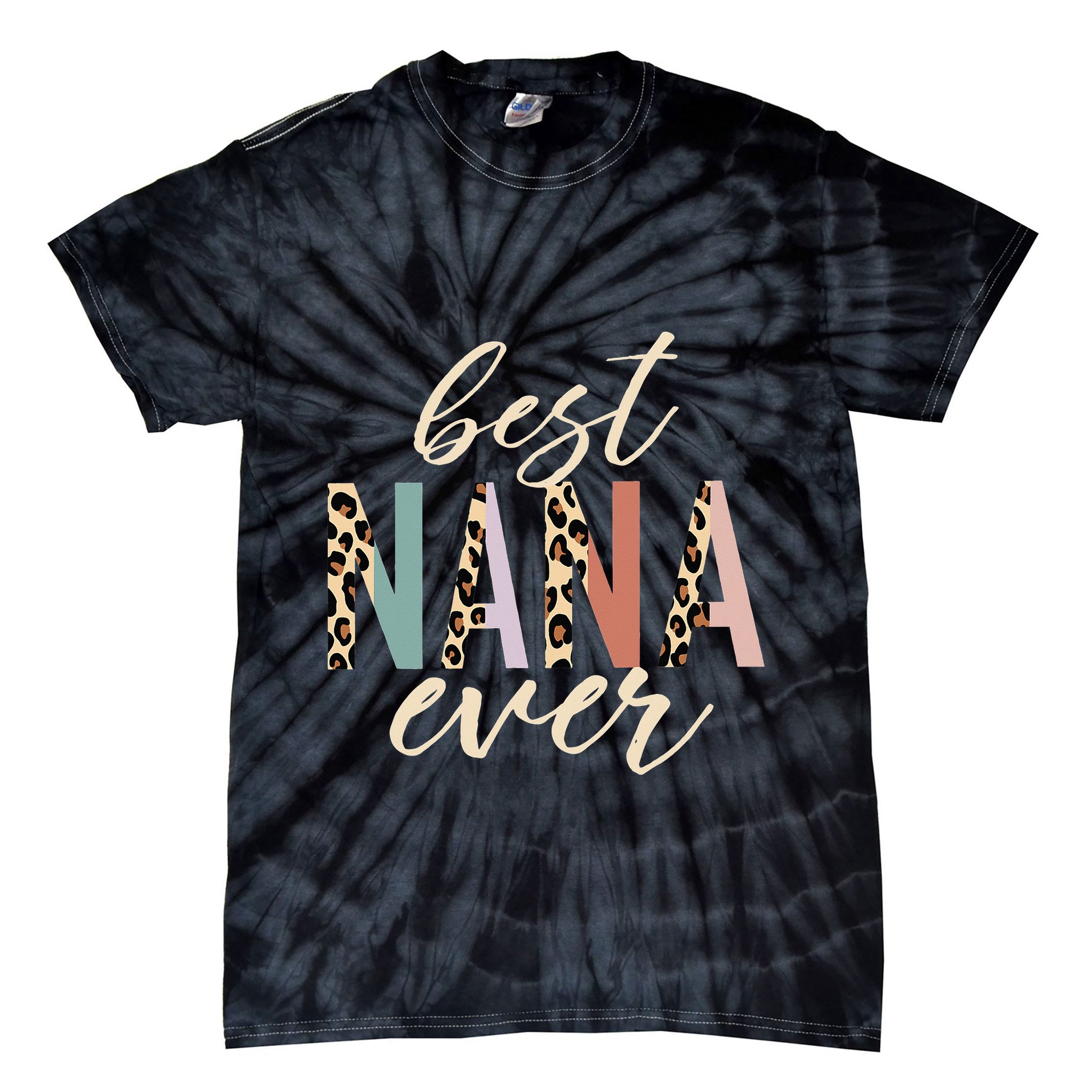 Best Nana Ever Gifts Leopard Print Mothers Day Tie-Dye T-Shirt