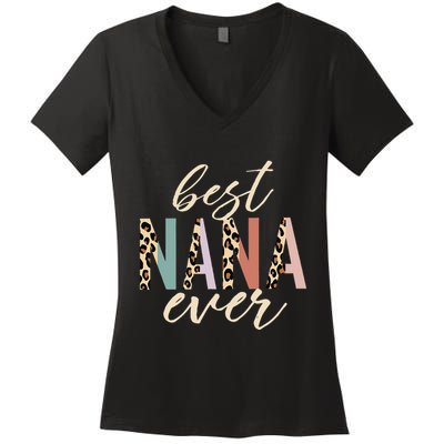 Best Nana Ever Gifts Leopard Print Mothers Day Women's V-Neck T-Shirt
