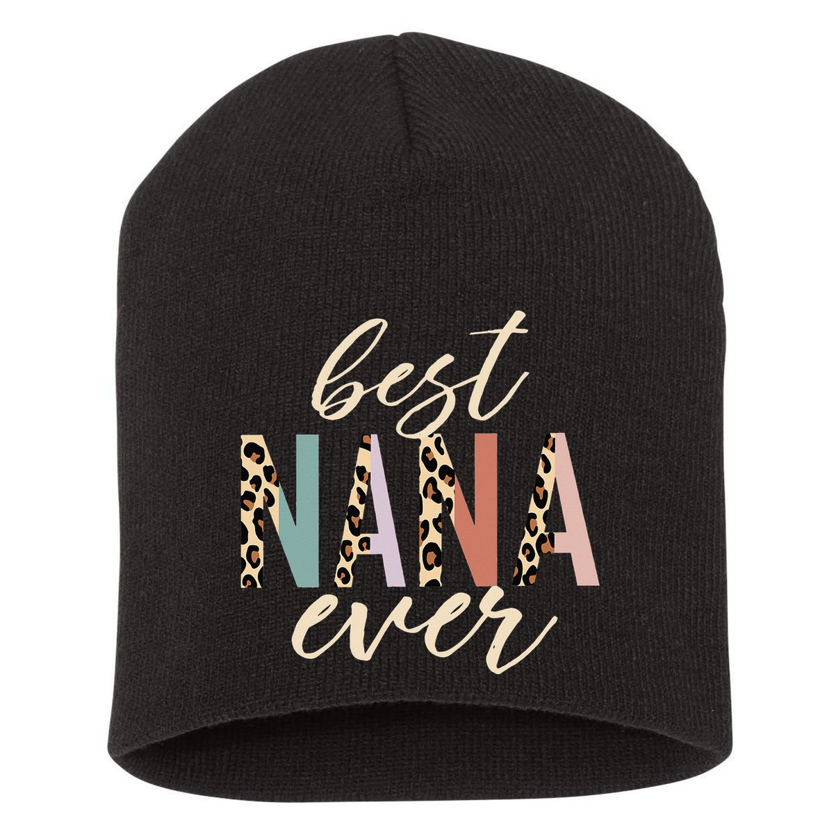 Best Nana Ever Gifts Leopard Print Mothers Day Short Acrylic Beanie