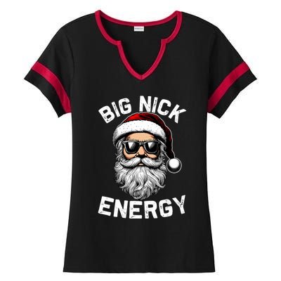 Big Nick Energy Funny Inappropriate Christmas Santa Face Ladies Halftime Notch Neck Tee